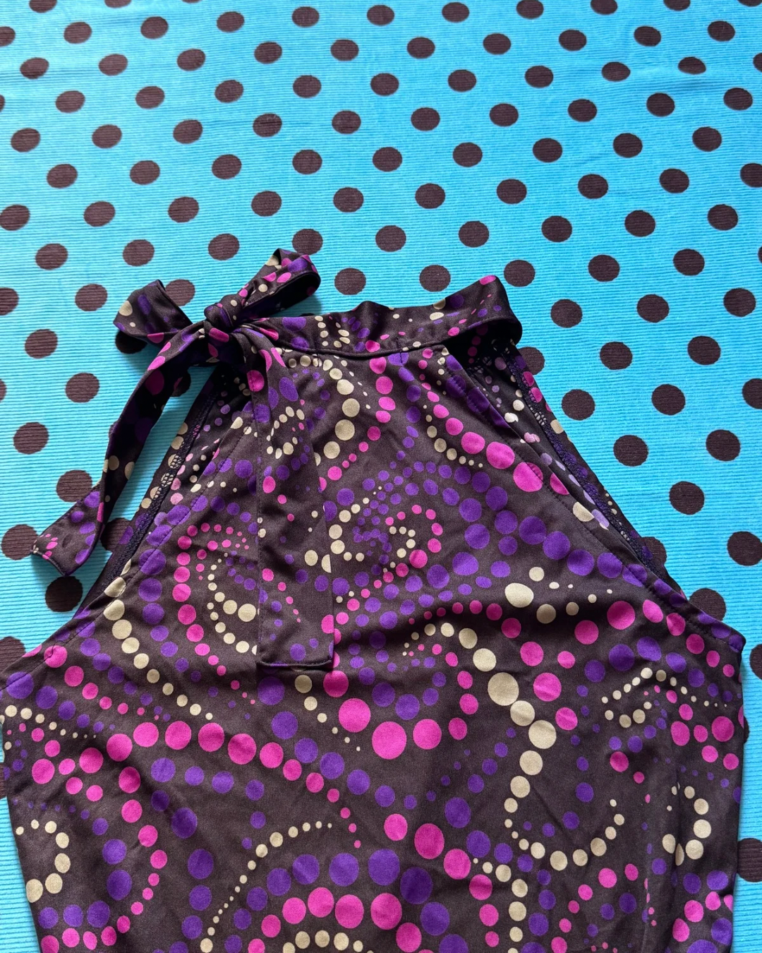 high neck polka dot top