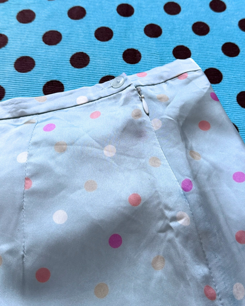 pink polka dot midi skirt