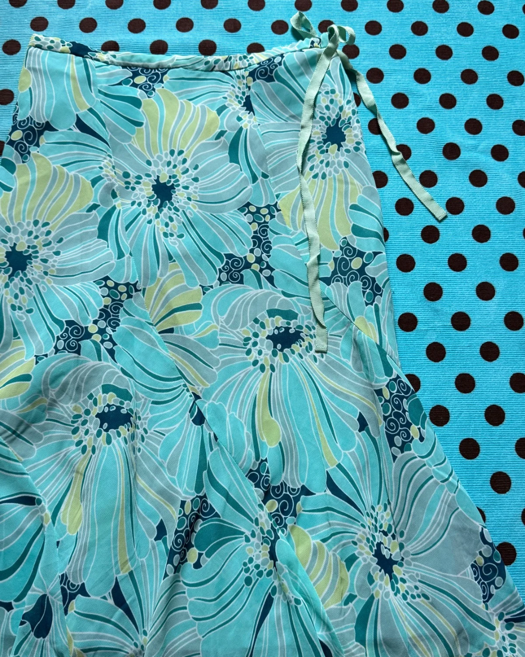 floral aqua flowy skirt