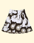 olive and white floral patterned midi skirt