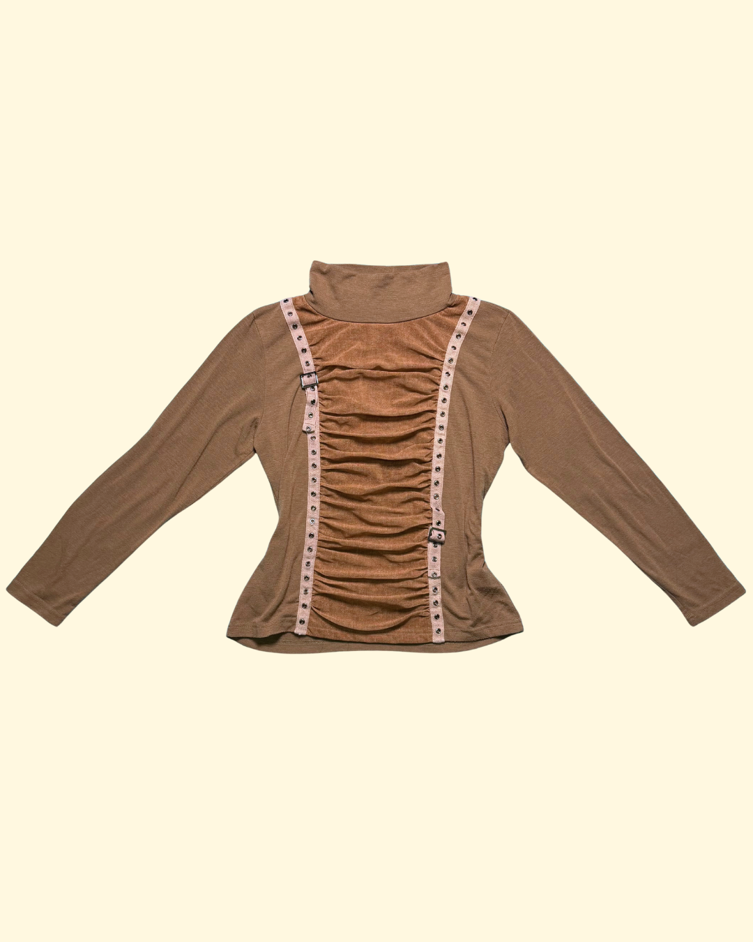 olive buckle-detailed top