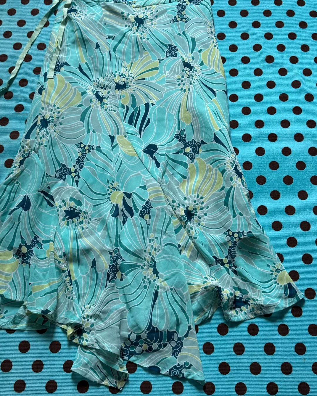 floral aqua flowy skirt