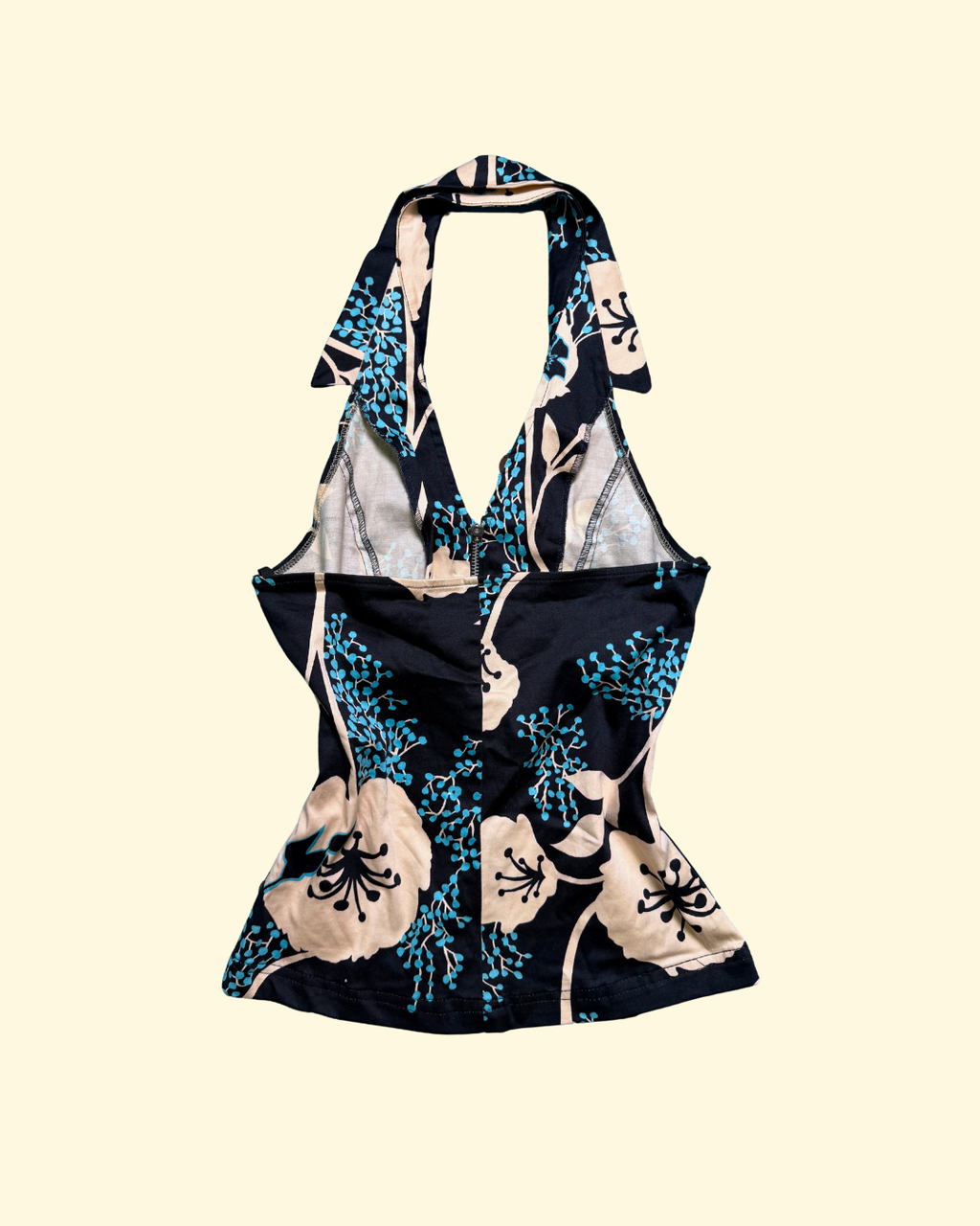 zip-up patterend halter top