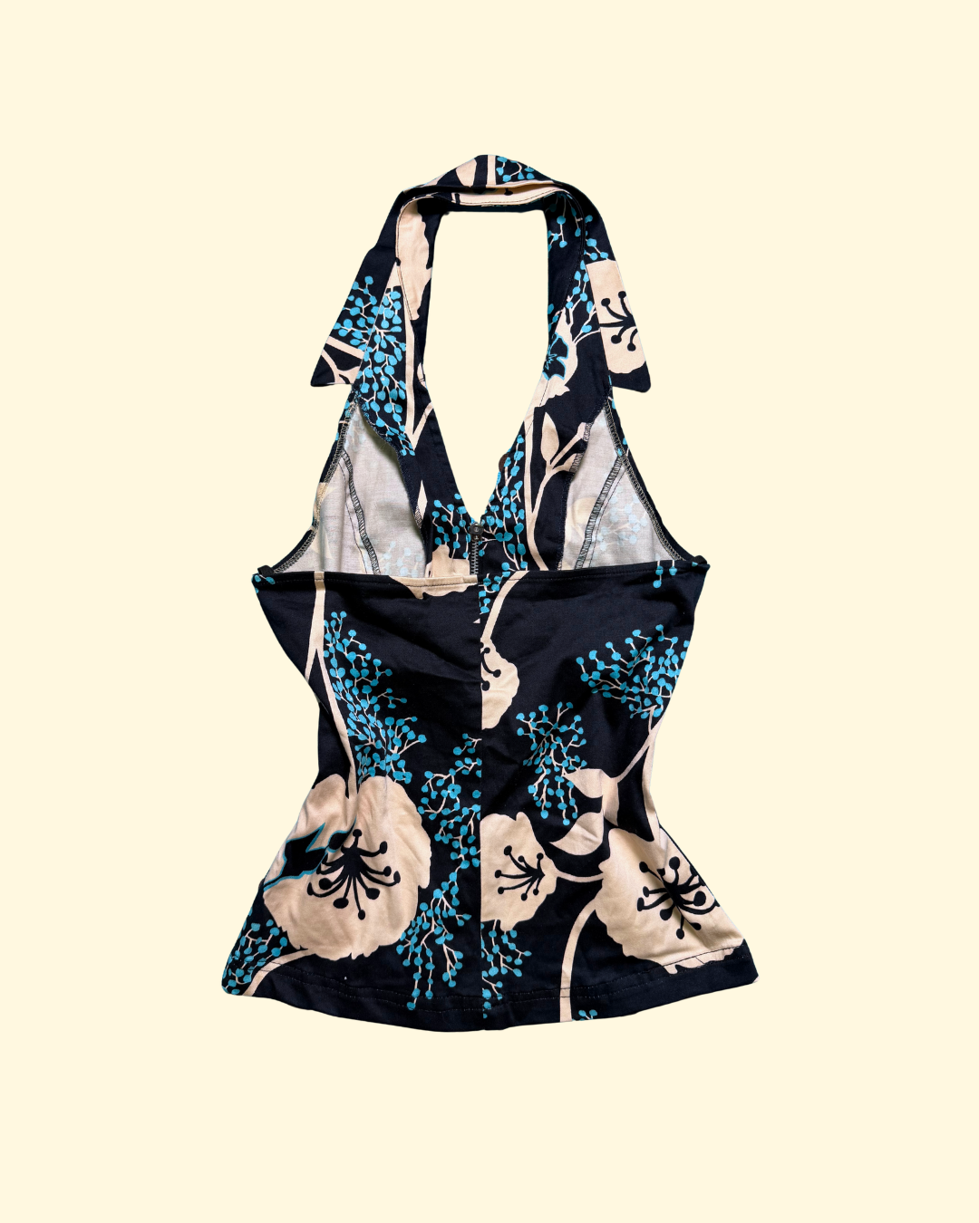 zip-up patterend halter top