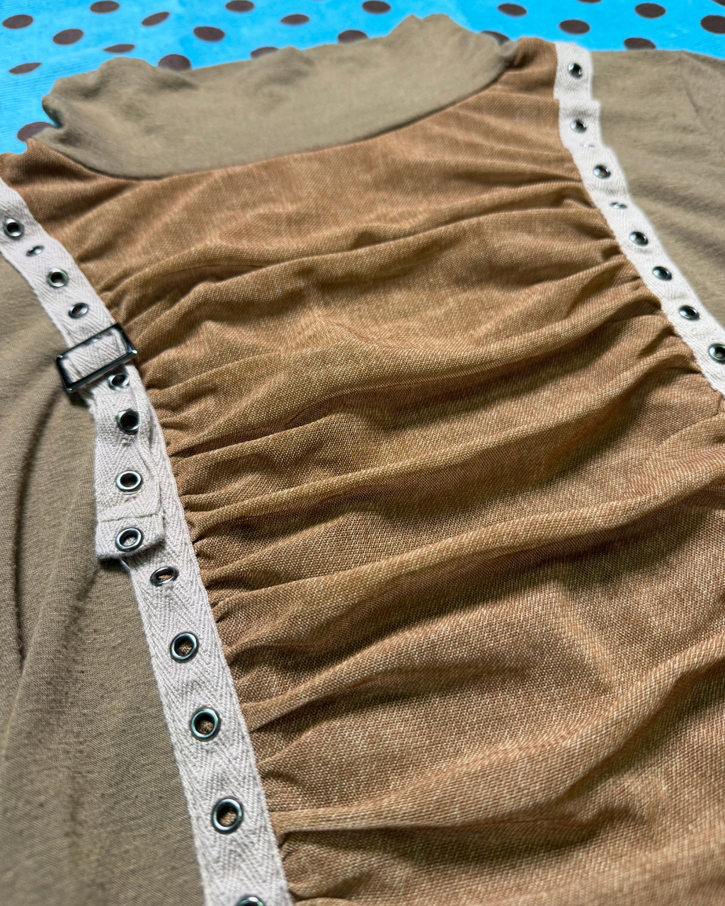 olive buckle-detailed top