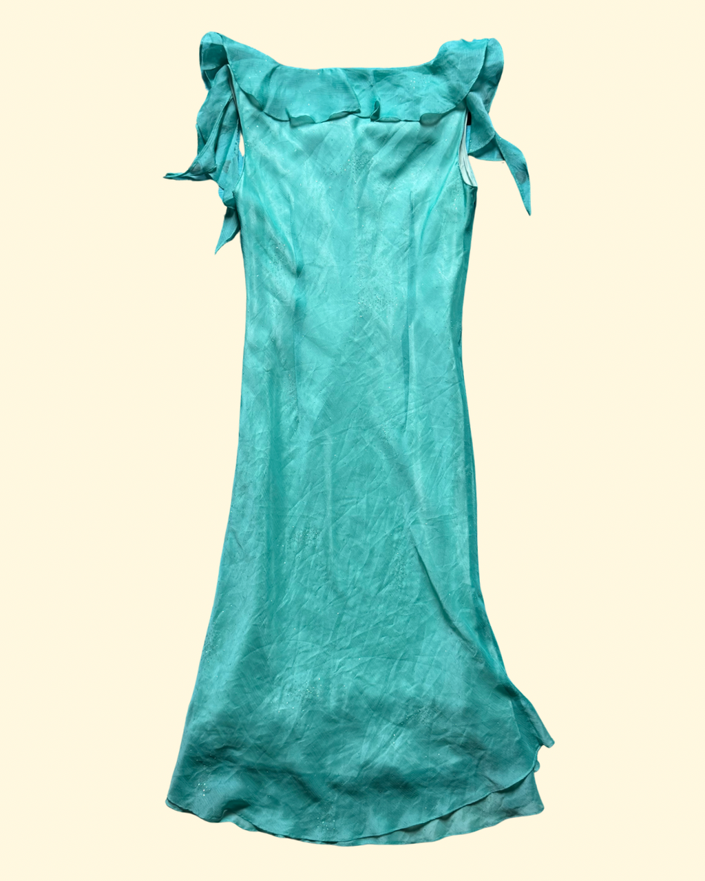aqua ruffle flowy dress
