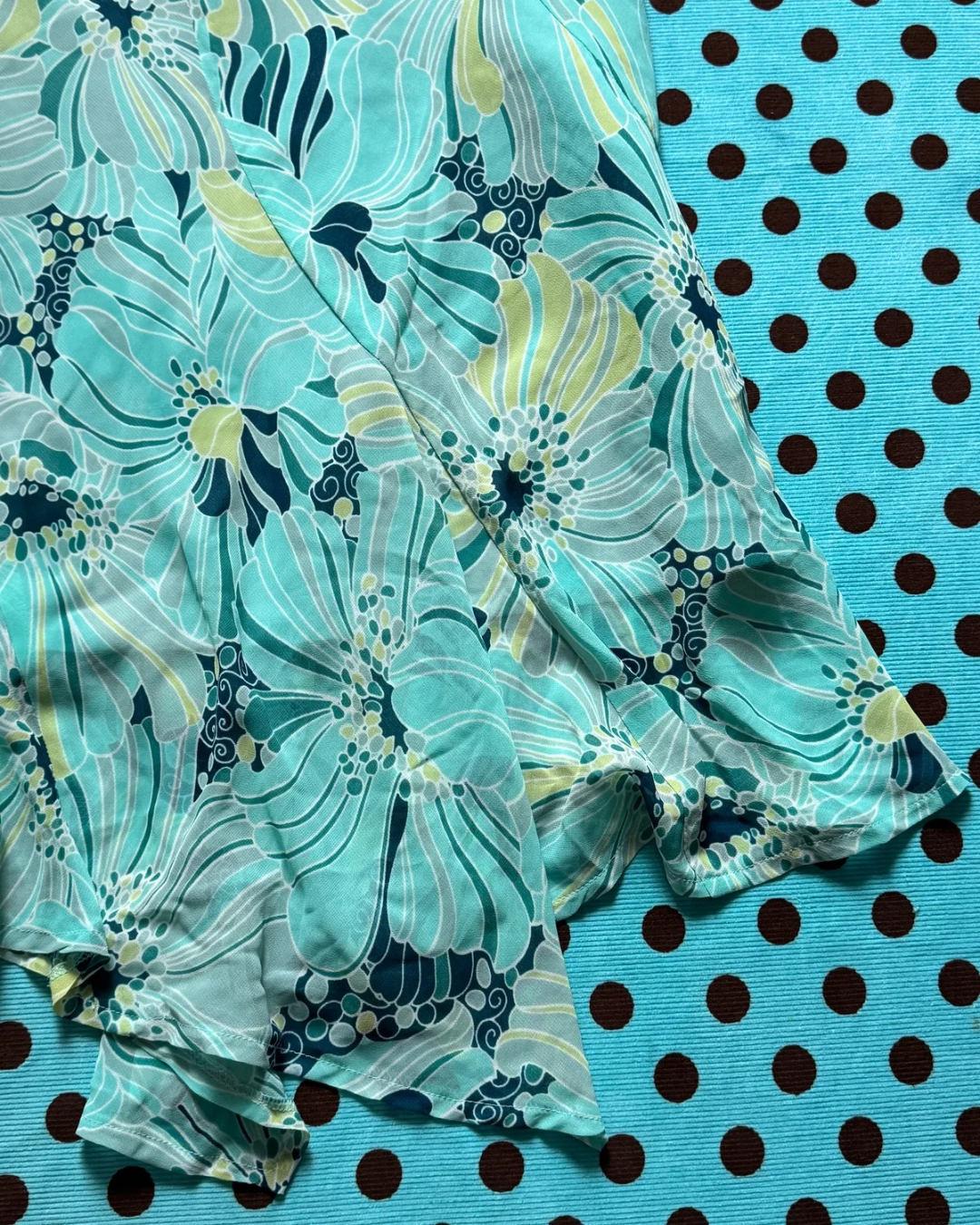 floral aqua flowy skirt