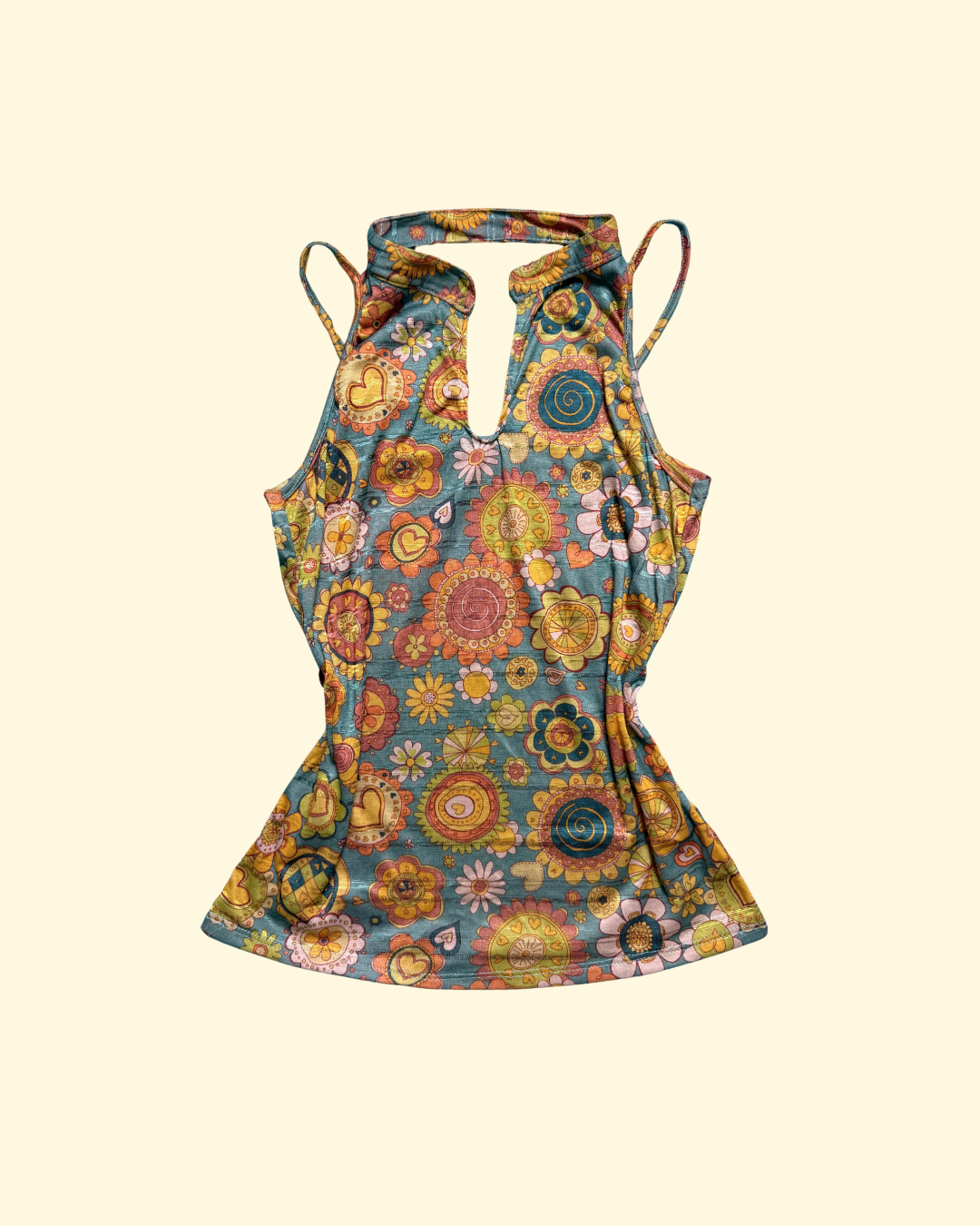 groovy retro floral halter top