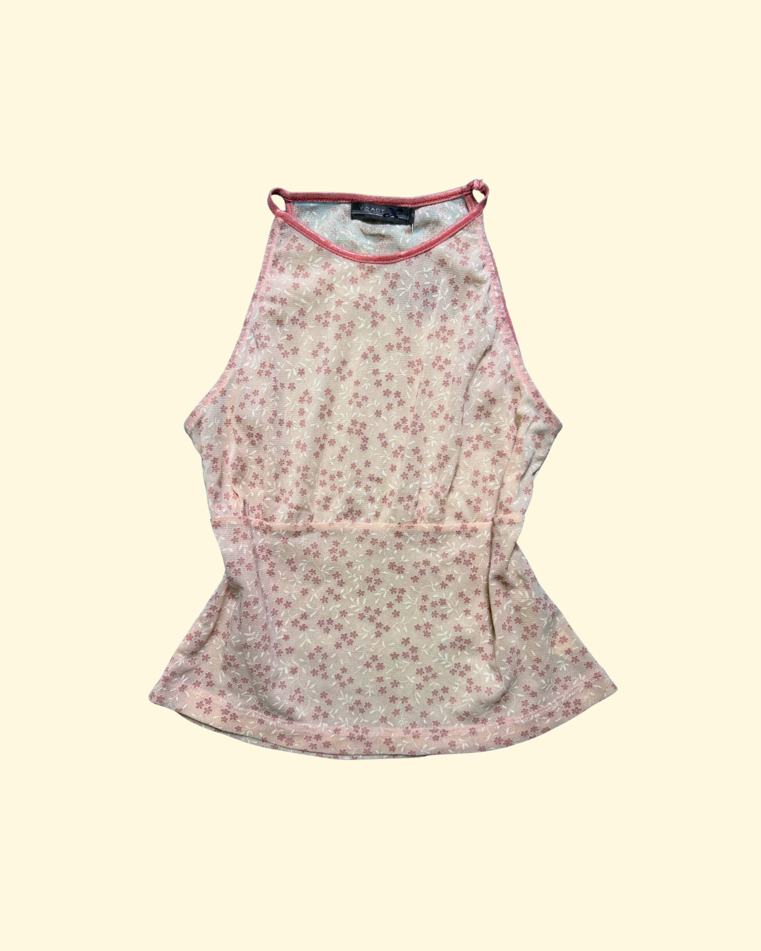 floral mesh high-neck tank