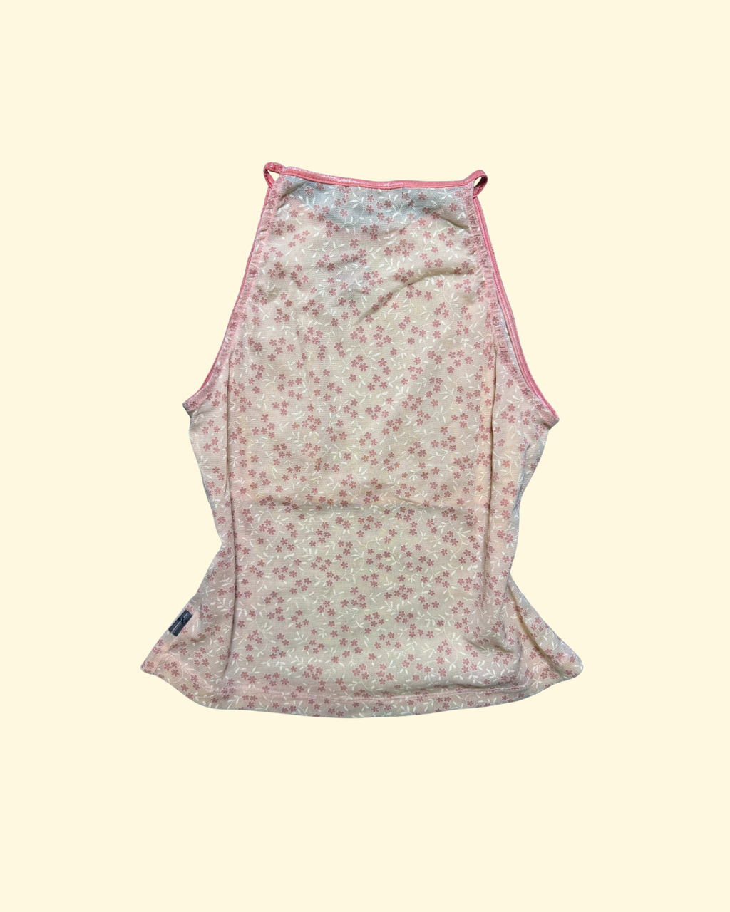 floral mesh high-neck tank