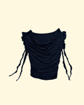 black ruffled top