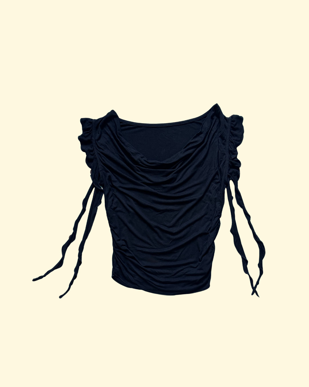 black ruffled top