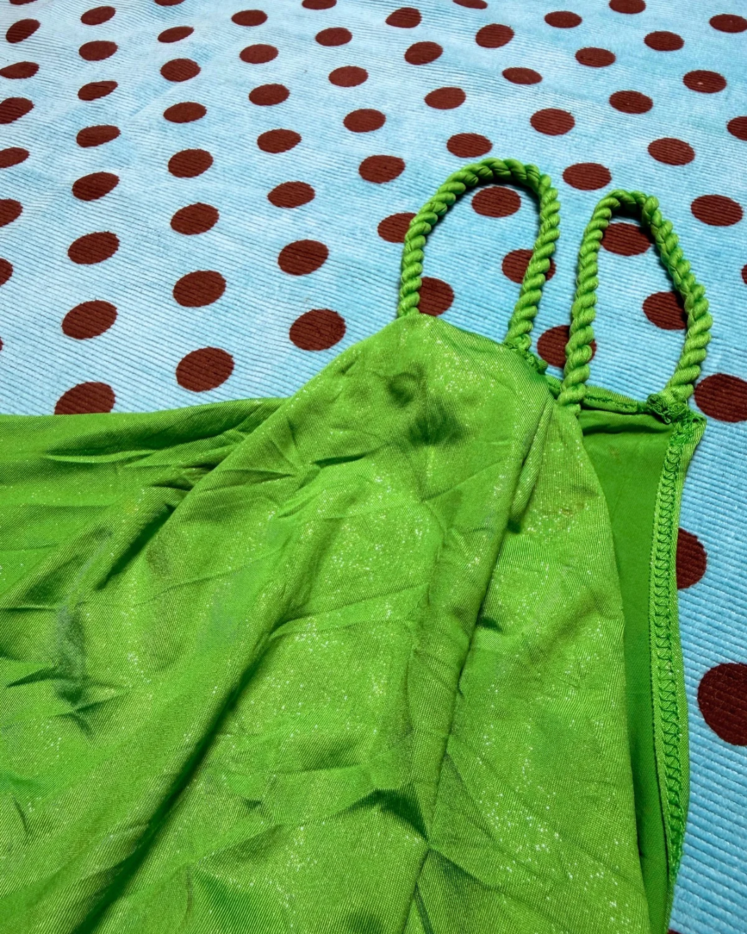 one-shoulder green dress