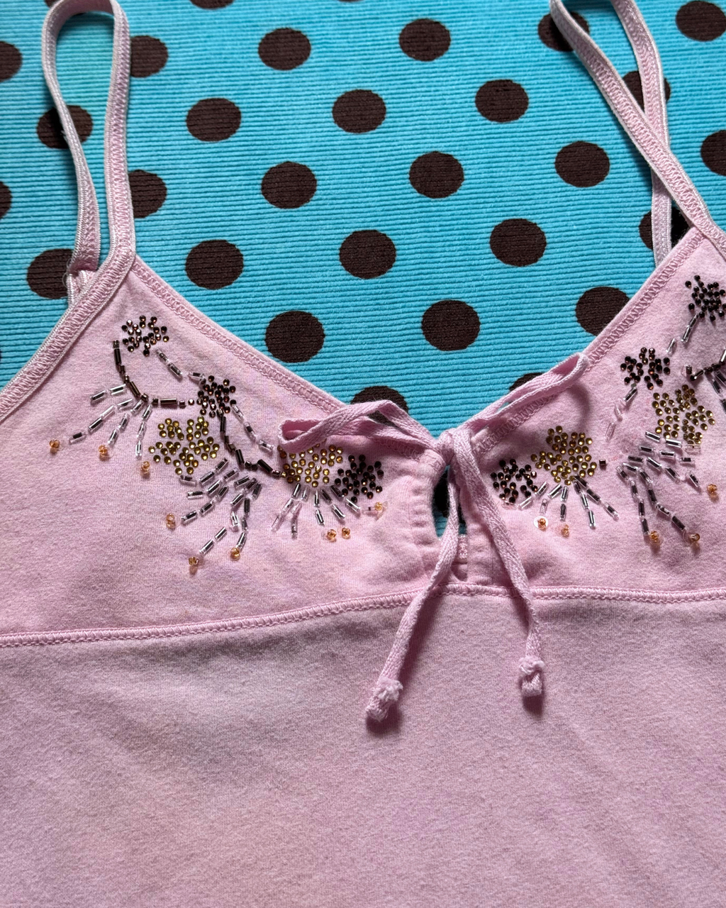 beaded pink tank top