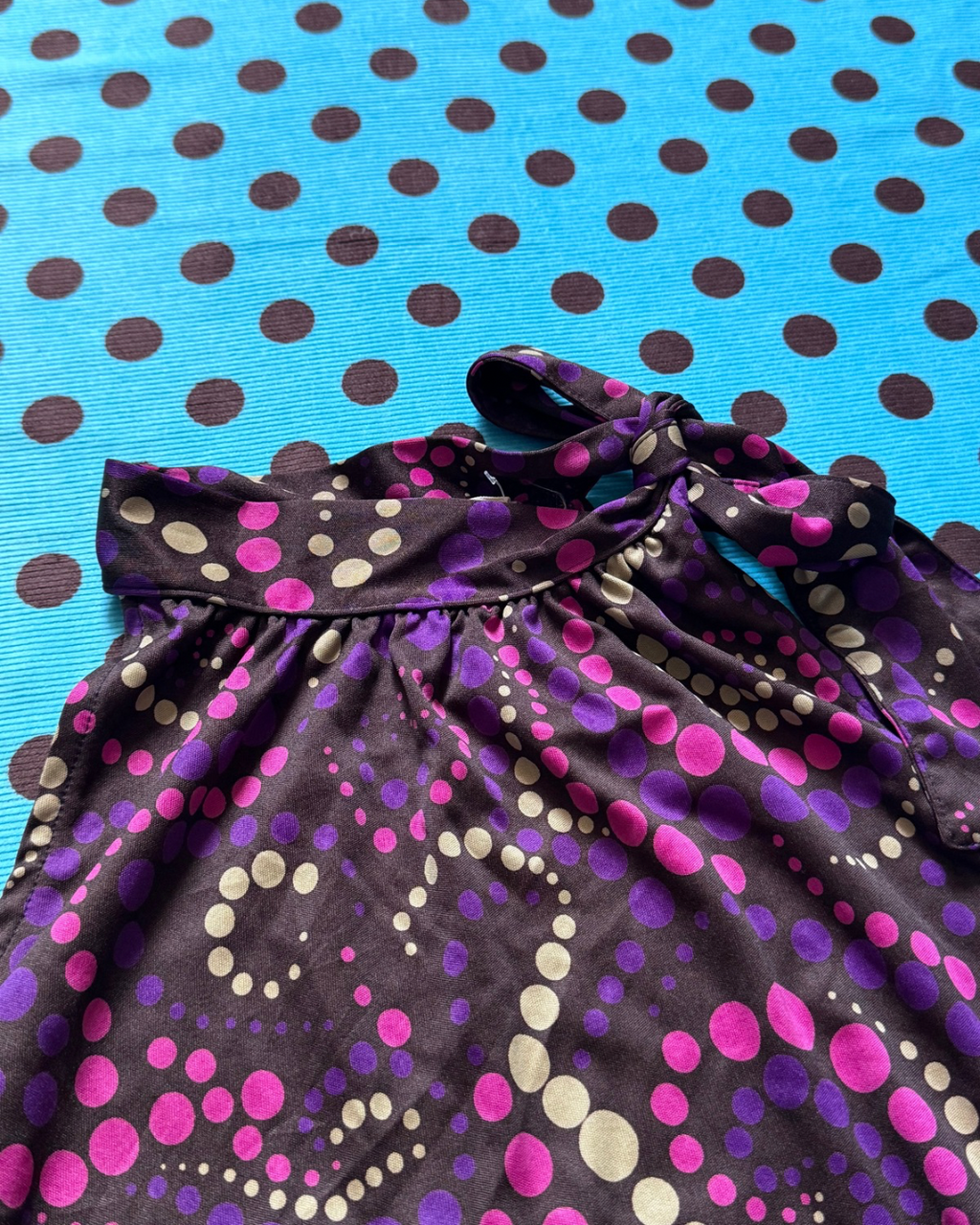 high neck polka dot top