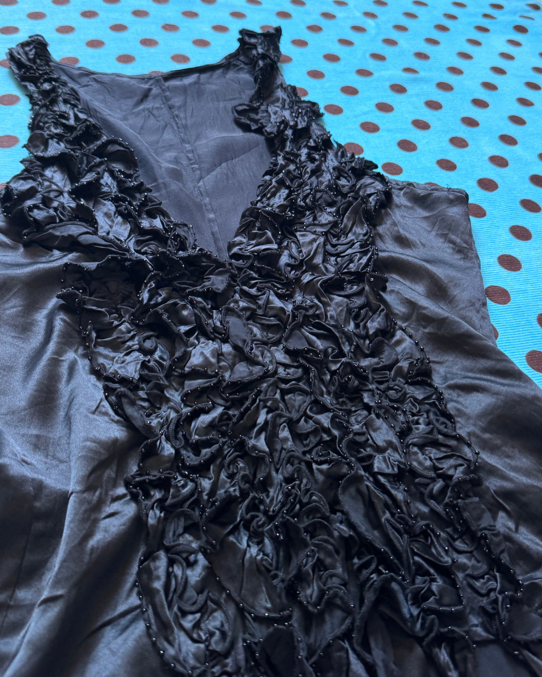 silk beaded & ruffled top