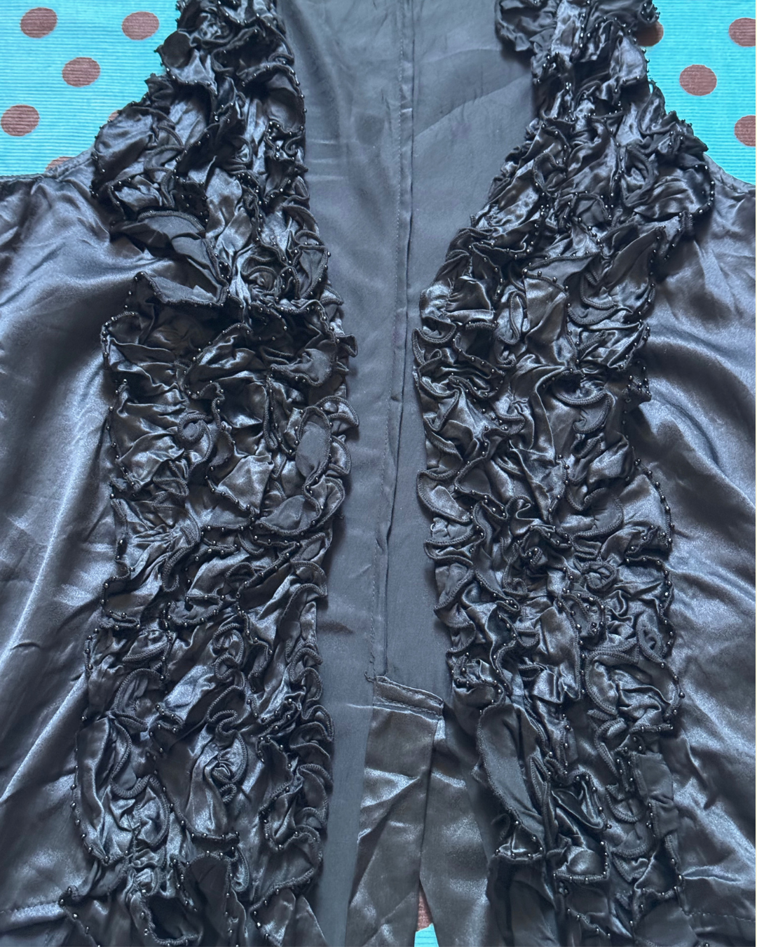 silk beaded & ruffled top