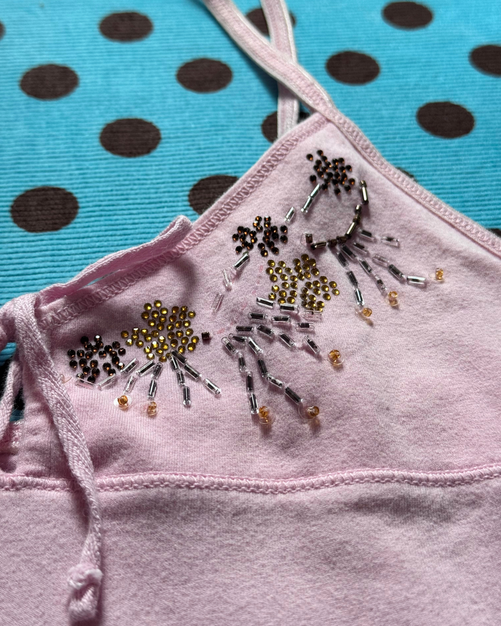 beaded pink tank top