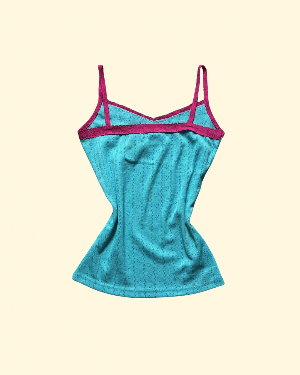contrast lace trim pointelle cami
