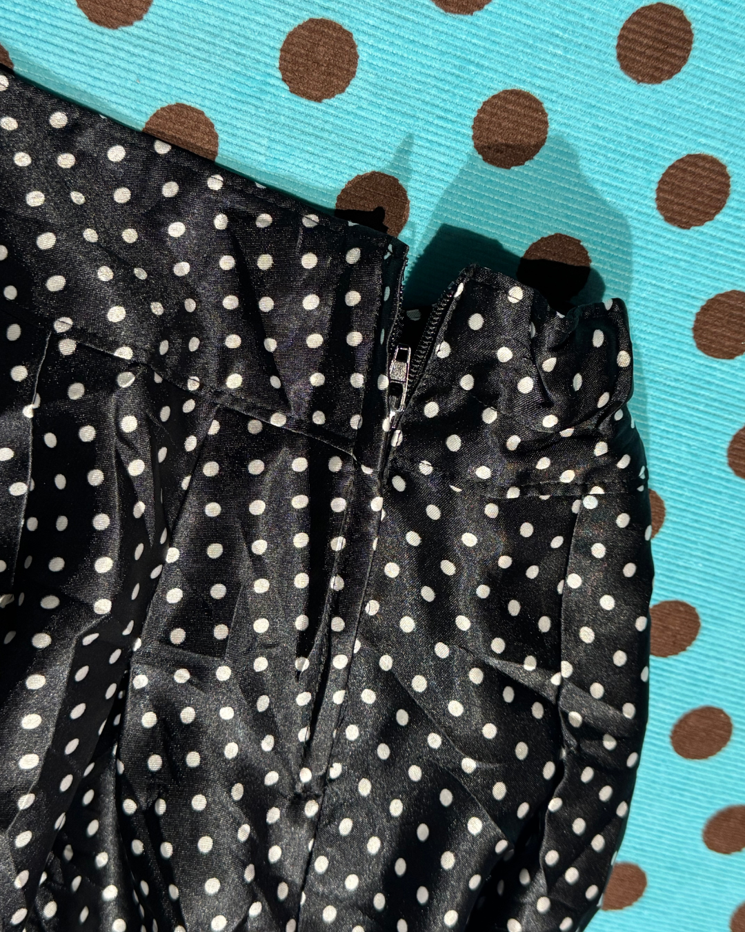polka dot pleated mini skirt