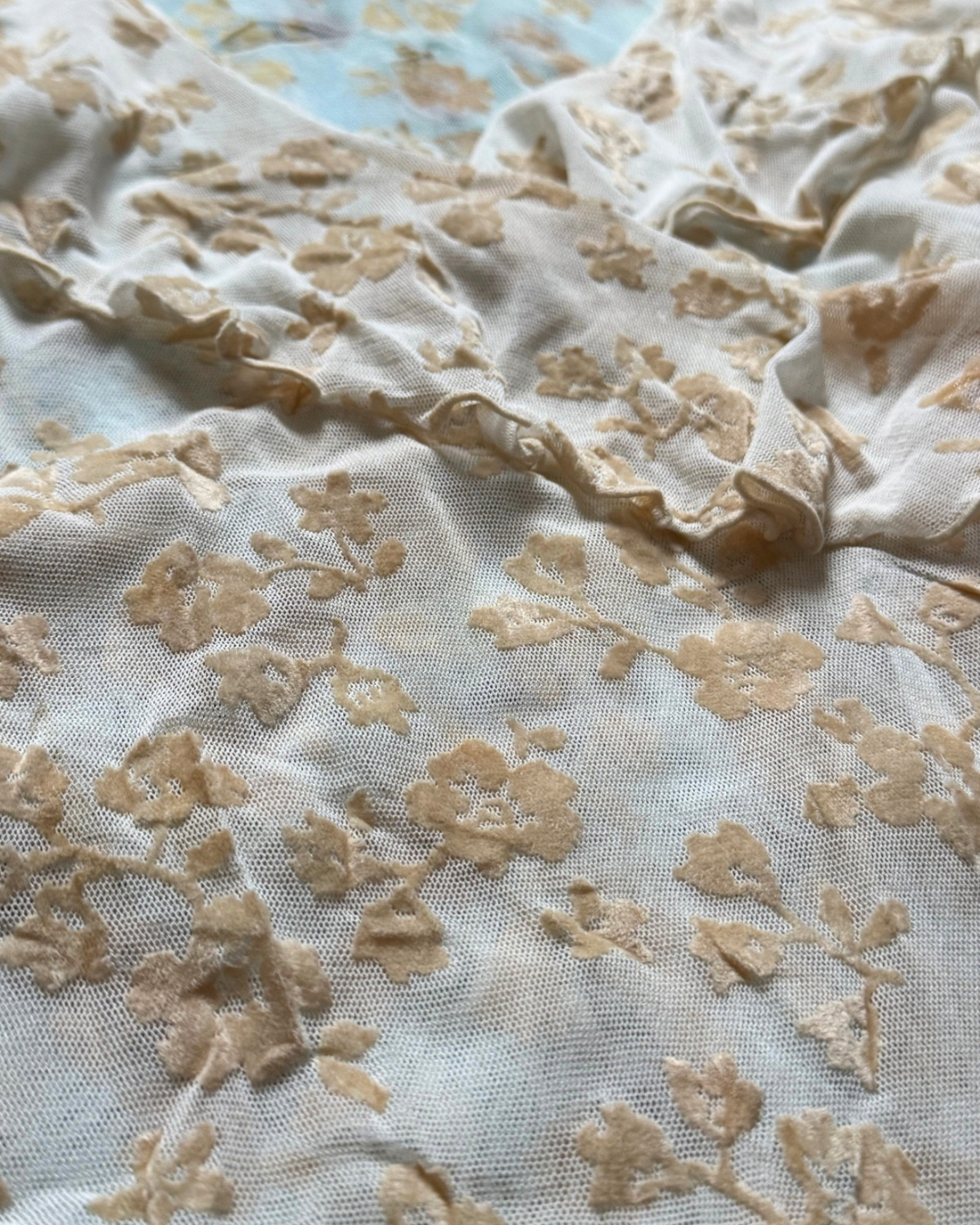 floral mesh ruffle top