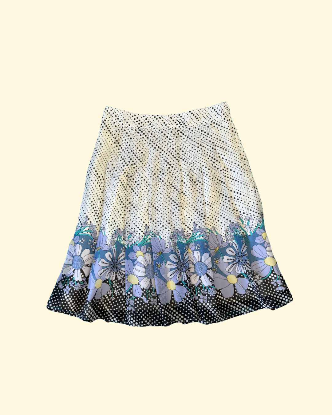 polka floral midi skirt