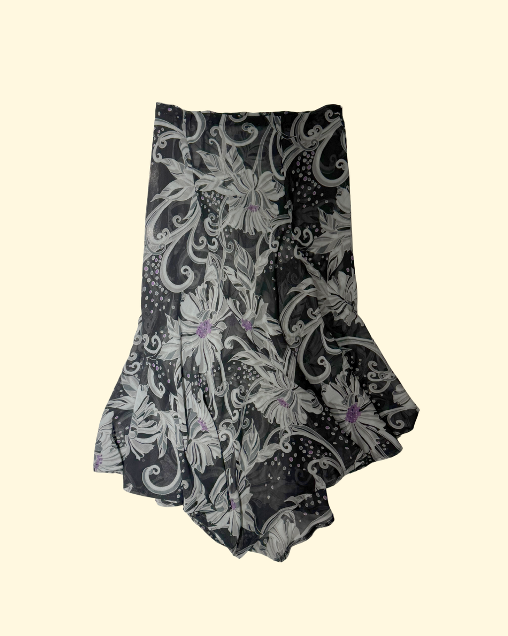 sheer floral midi skirt