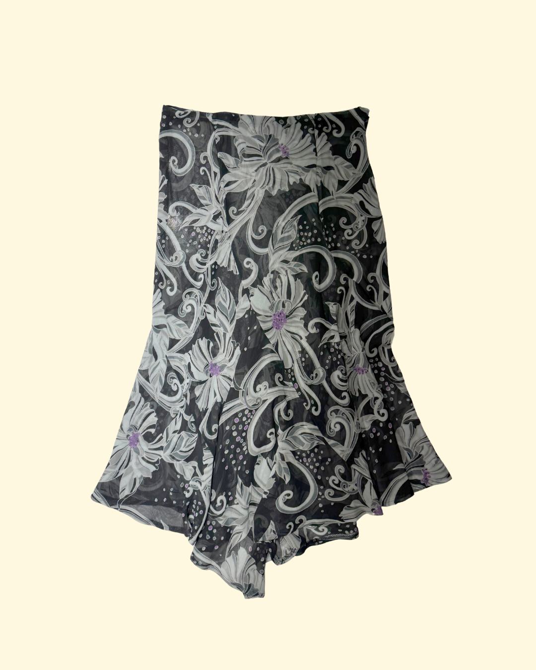 sheer floral midi skirt