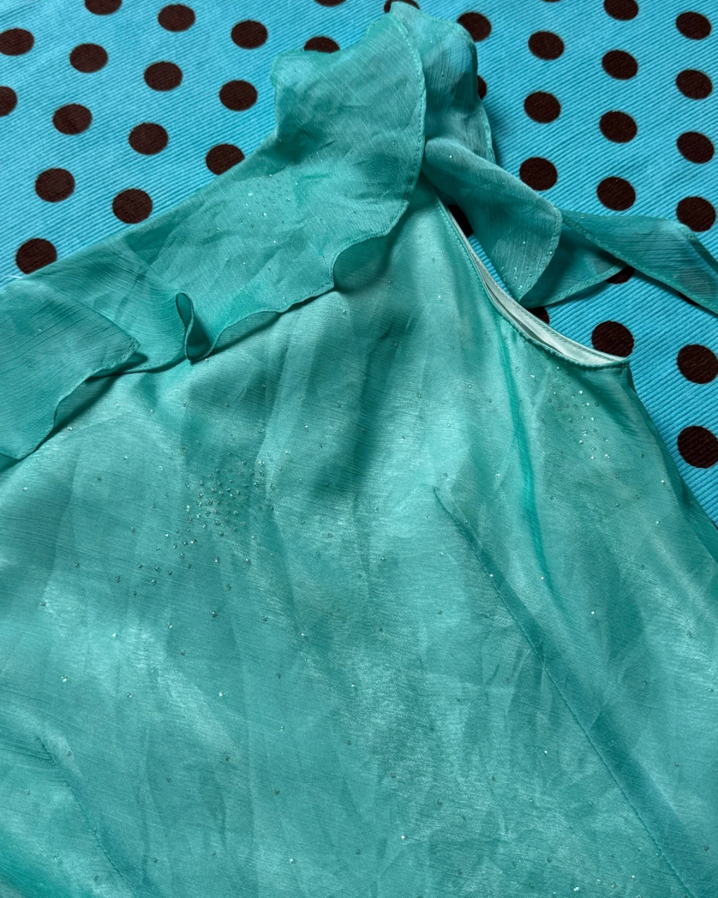aqua ruffle flowy dress