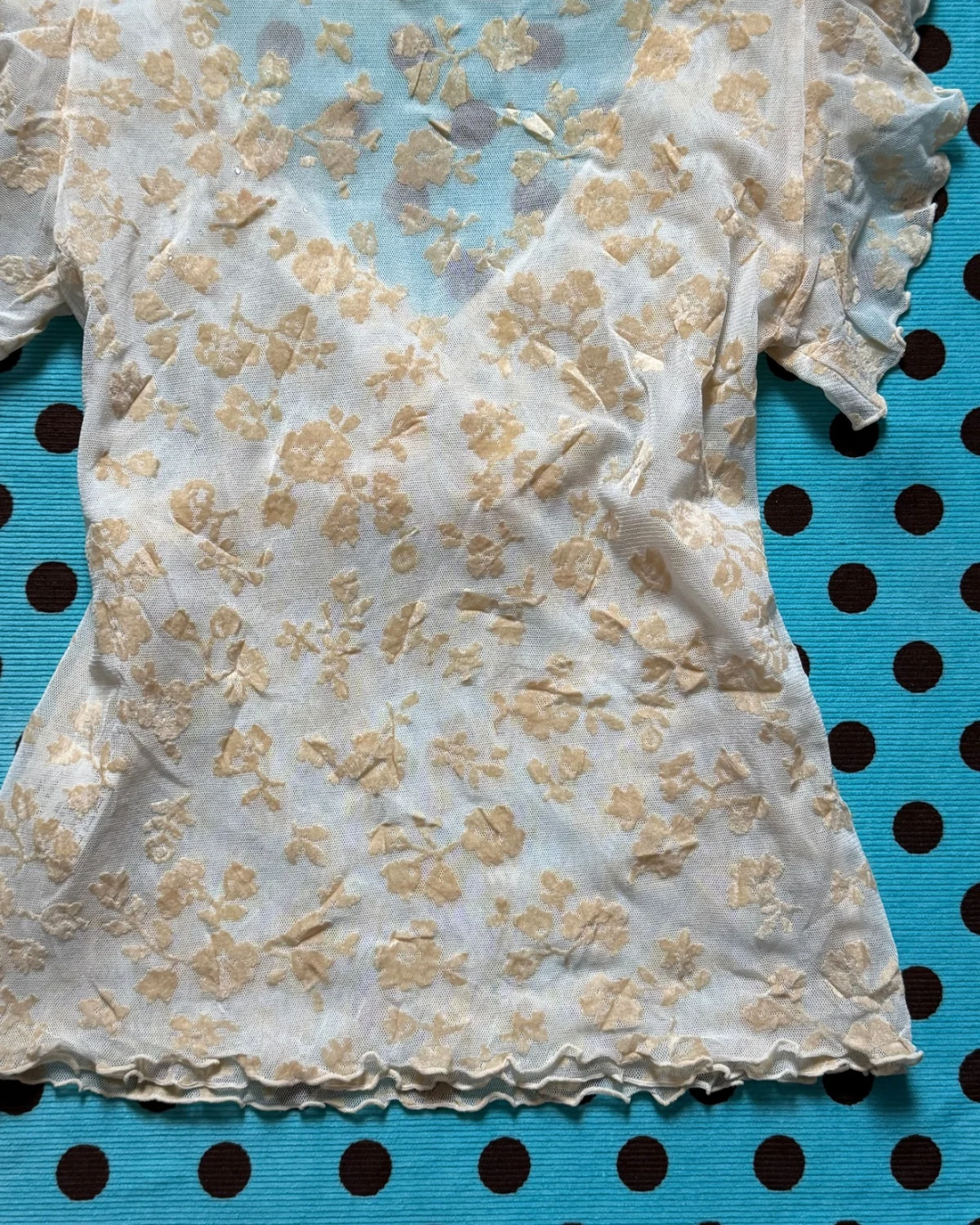 floral mesh ruffle top