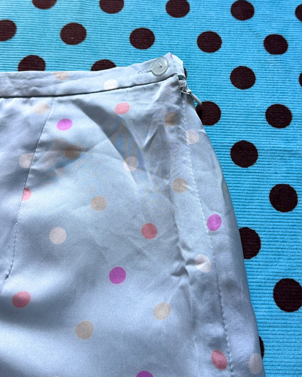 pink polka dot midi skirt