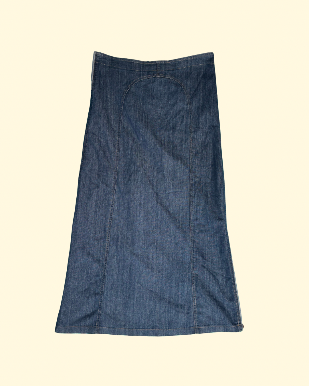 patchwork denim maxi skirt