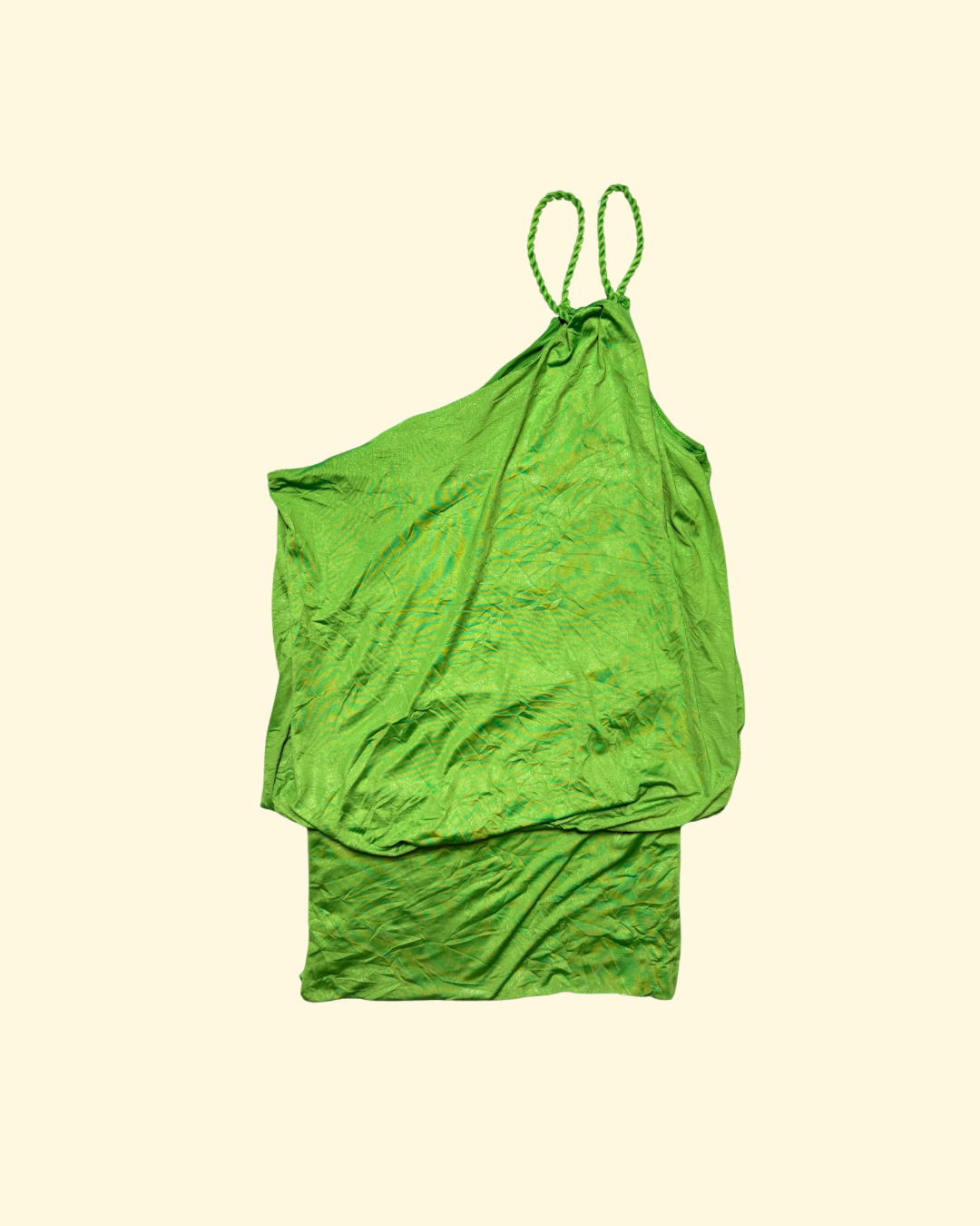 one-shoulder green dress