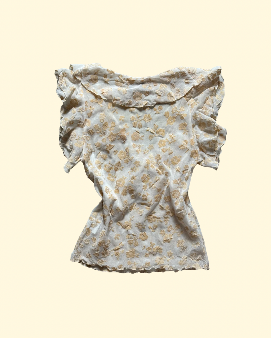 floral mesh ruffle top