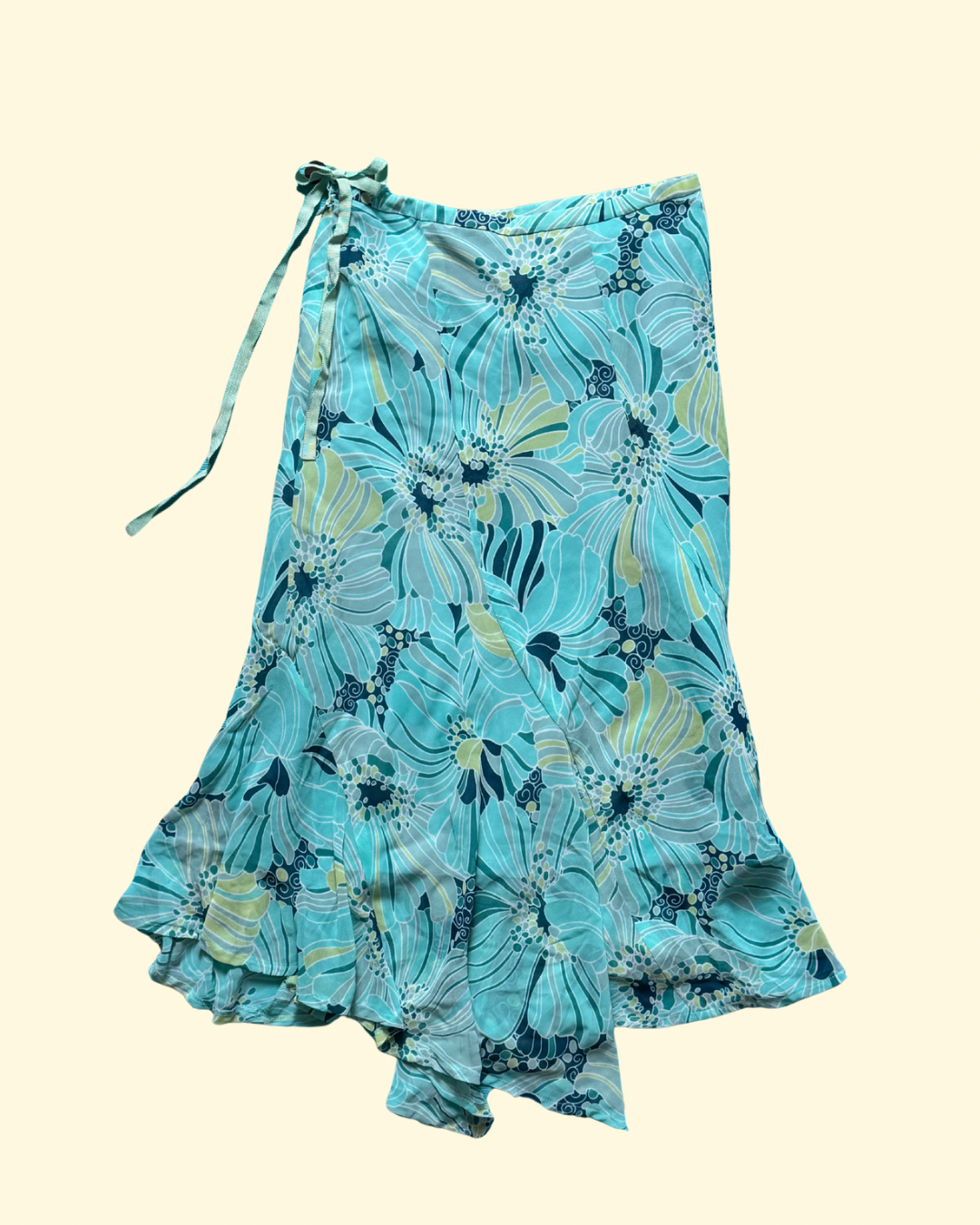 floral aqua flowy skirt