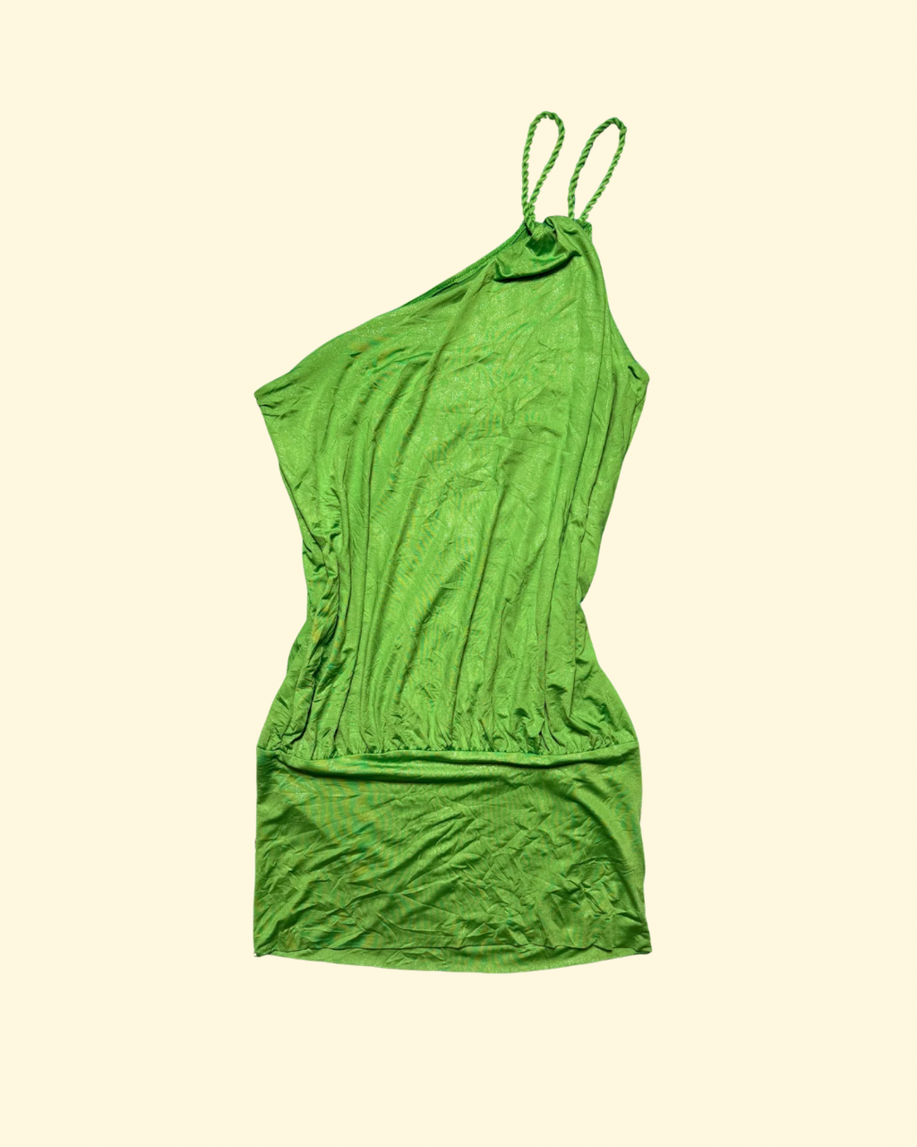 one-shoulder green dress