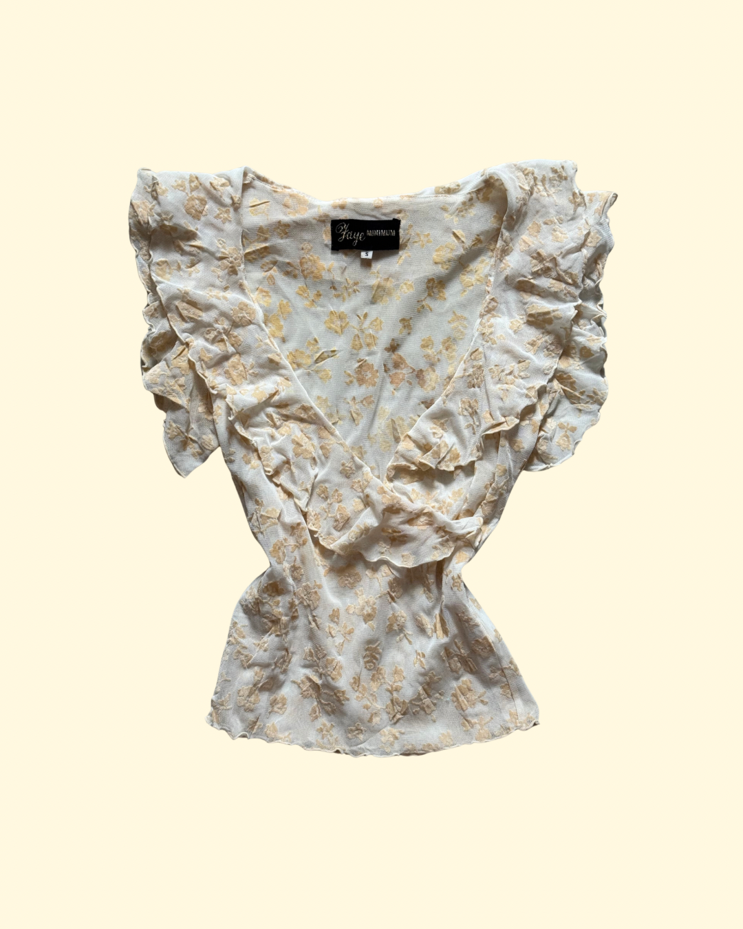 floral mesh ruffle top