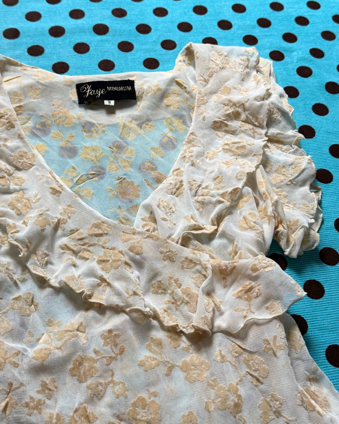 floral mesh ruffle top