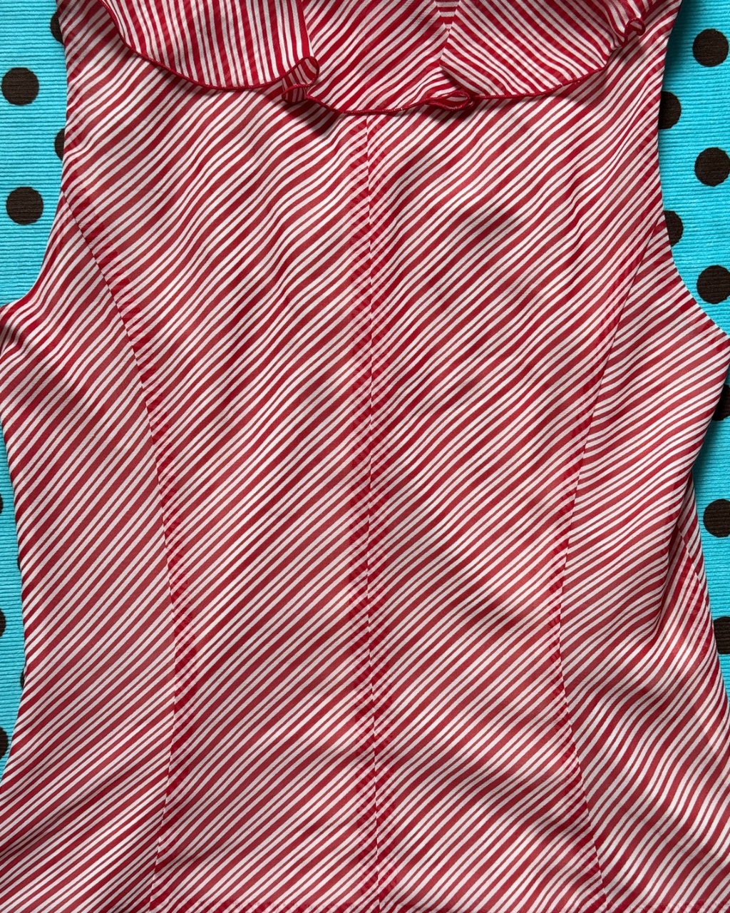 red and white striped ruffle top (set)
