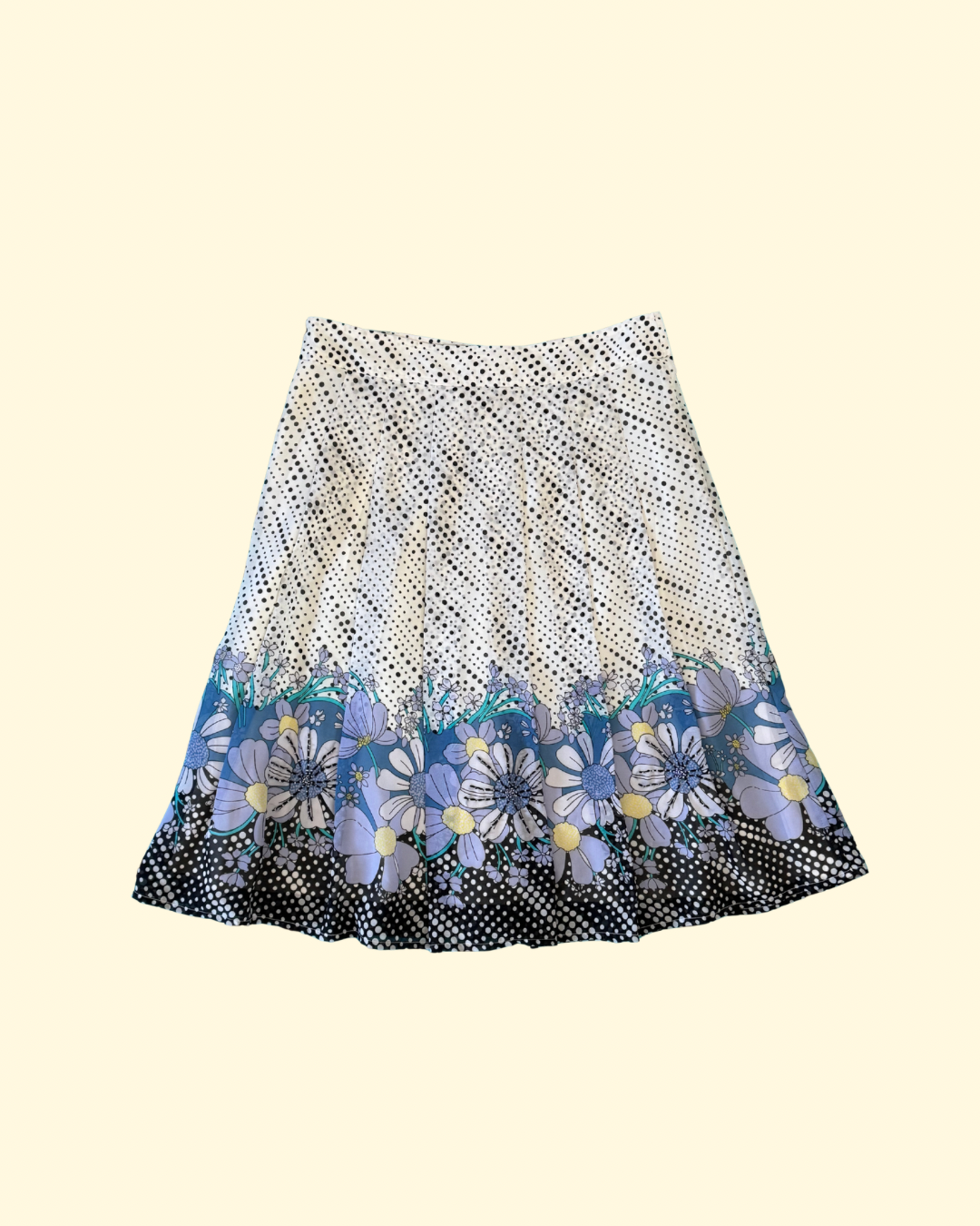 polka floral midi skirt