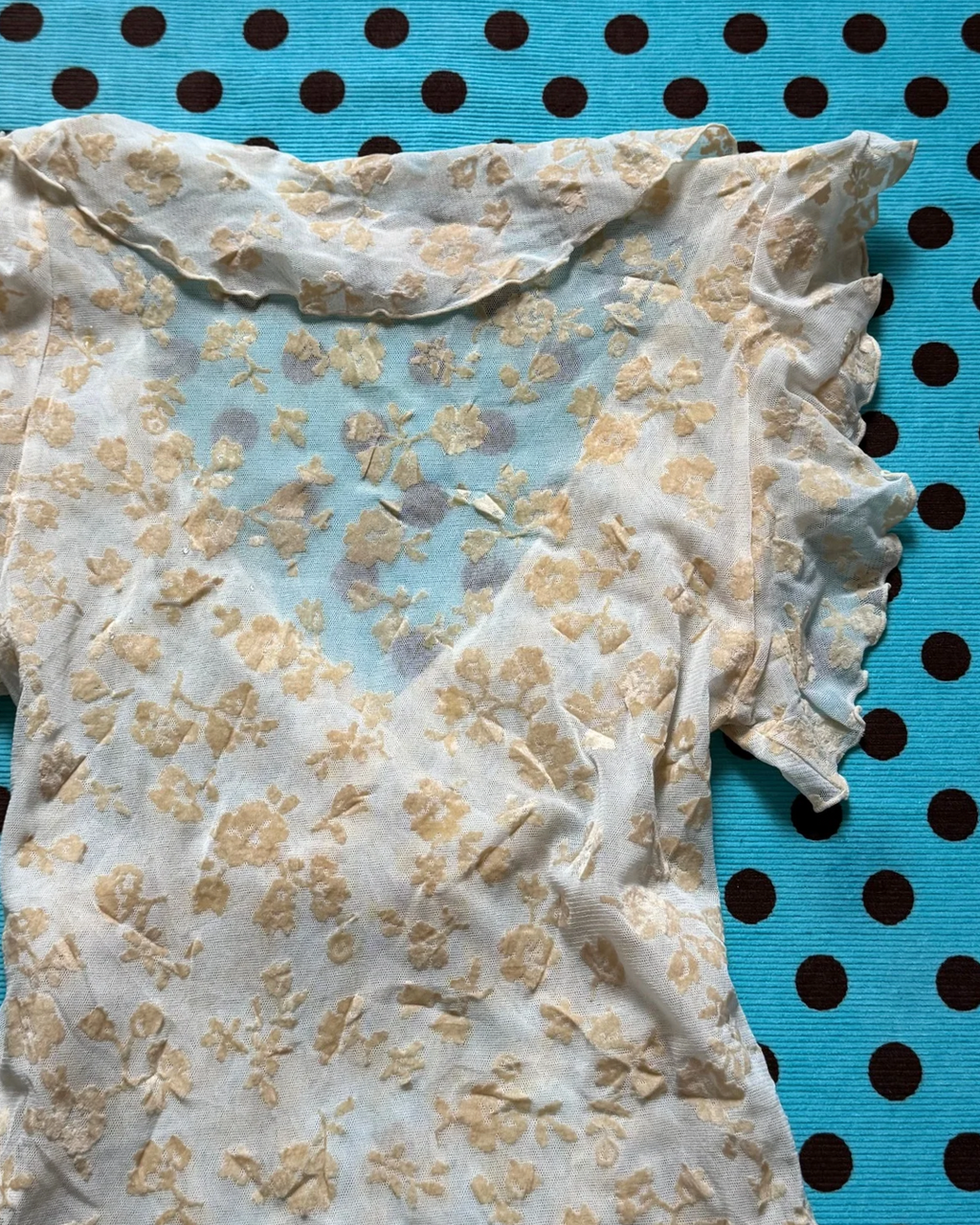 floral mesh ruffle top