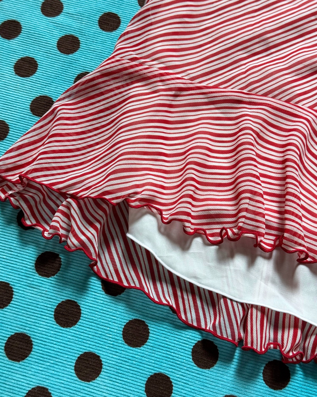 red and white striped midi skirt (set)